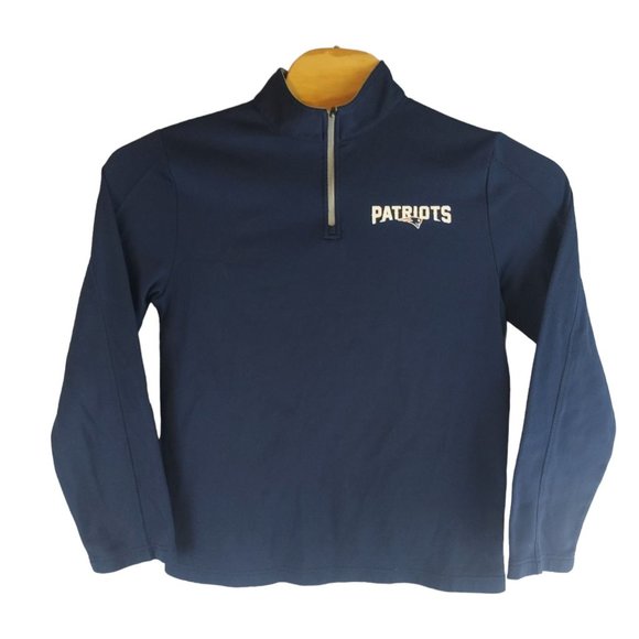 NFL Team Apparel Mens Medium Blue Patriots Long Sleeve Quarter Zip Pullover - Picture 2 of 5